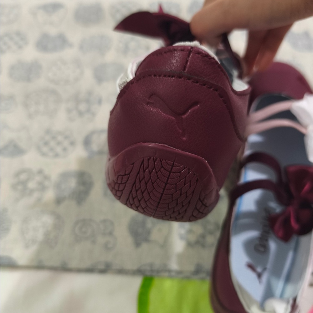 Puma Maroon and White Bow Strap Ballet Flats - Picture 7 of 8
